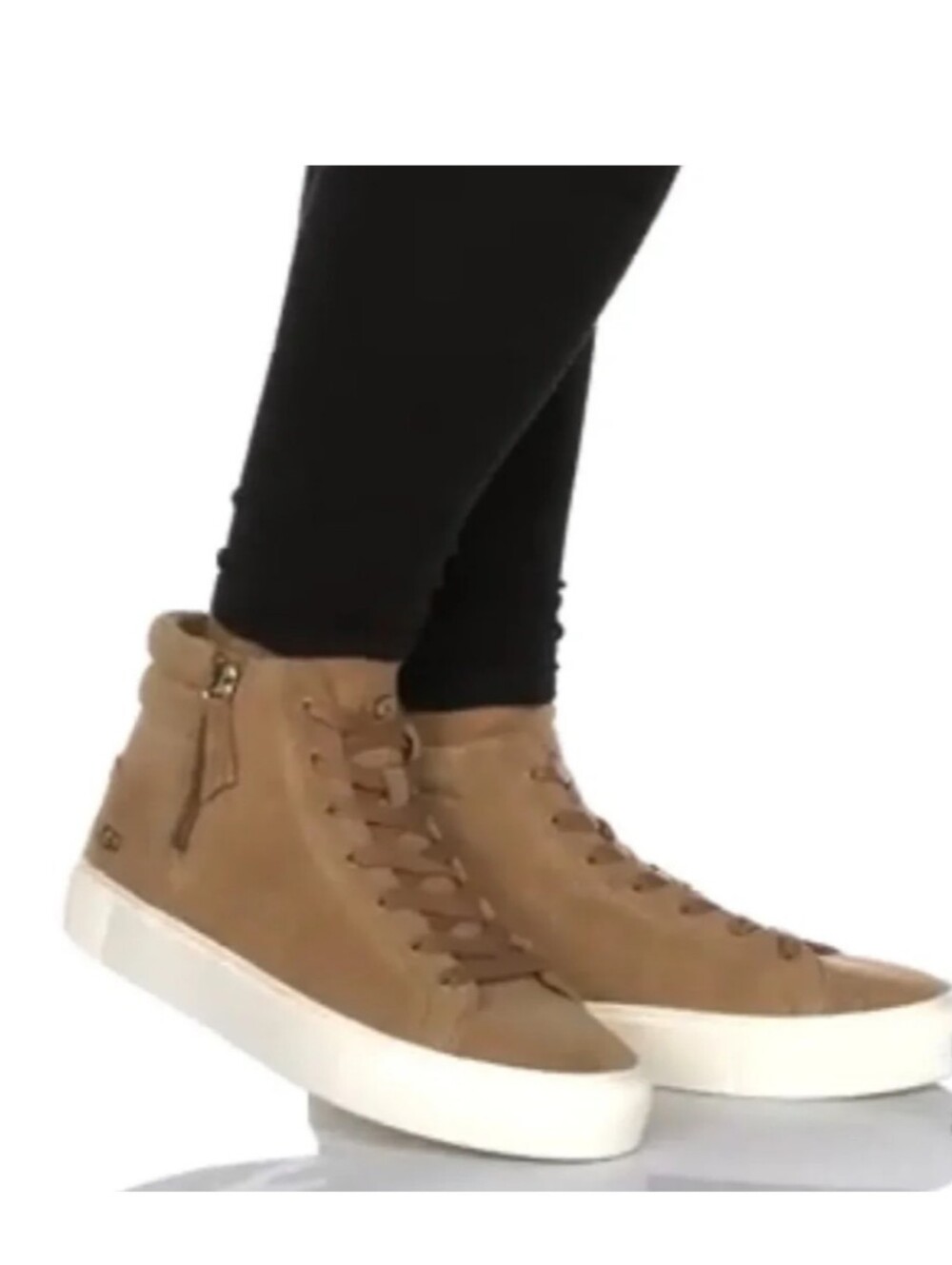 UGG Tan High-Top Platform Sneaker with White Sole